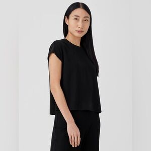 NWT Eileen Fisher Silk Georgette Crepe Square Top